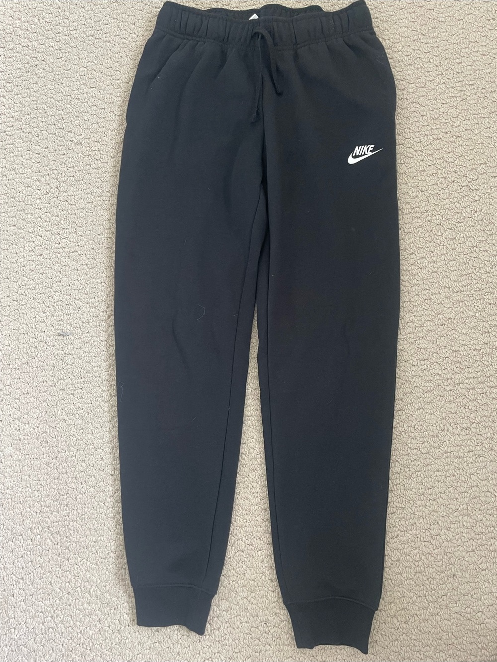 Nike Black Kids Fleece Joggers with White Logo